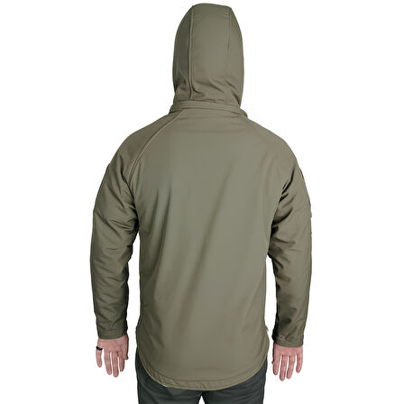 Haki 5 Cepli Kapüşonlu Softshell Soğuk Geçirmez Mont, Su Geçirmez Mont