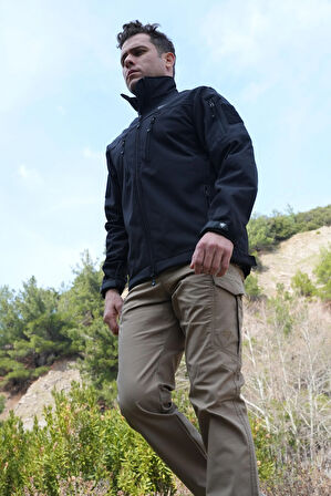 Wolftrap Tactical 11 Cepli Siyah Softshell Soğuk Geçirmez Mont