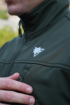 Softshell Mont Haki, 7 Cepli Rüzgar Geçirmez Softshell Mont Haki, Outdoor Erkek Mont