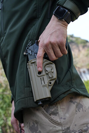 Softshell Mont Haki, 7 Cepli Rüzgar Geçirmez Softshell Mont Haki, Outdoor Erkek Mont