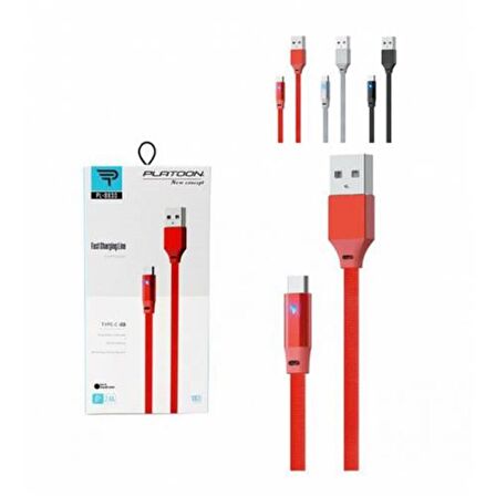 PLATOON PL-8830 IŞIKLI TYPE-C 1m USB ŞARJ KABLOSU SİYAH