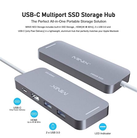 Minix USB-C MULTIPORT SSD 240GB SPACE GRAY