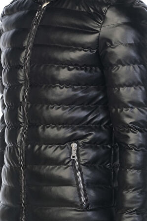 Sivaist Erkek Siyah Slim Fit İçi Kalın Kürklü Su İtici Şişme Deri Ceket & Mont