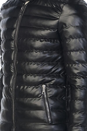 Sivaist Erkek Siyah Slim Fit İçi Kalın Kürklü Su İtici Şişme Deri Ceket & Mont