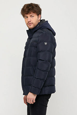 SİVAİST ERKEK KAPÜŞONLU LACİVERT SU VE RÜZGAR GEÇİRMEZ REGULAR ŞİŞME KABAN&MONT