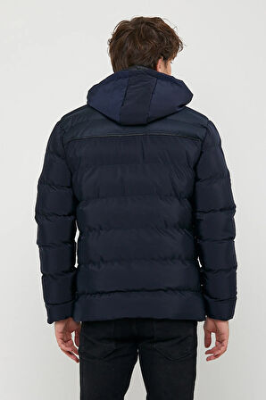 SİVAİST ERKEK KAPÜŞONLU LACİVERT SU VE RÜZGAR GEÇİRMEZ REGULAR ŞİŞME KABAN&MONT