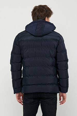 SİVAİST ERKEK KAPÜŞONLU LACİVERT SU VE RÜZGAR GEÇİRMEZ REGULAR ŞİŞME KABAN&MONT