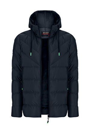 SİVAİST YENİ SEZON ERKEK LACİVERT SU VE RÜZGAR GEÇİRMEZ KAPÜŞONLU KALIN İÇİ KÜRKLÜ ŞİŞME KABAN&MONT