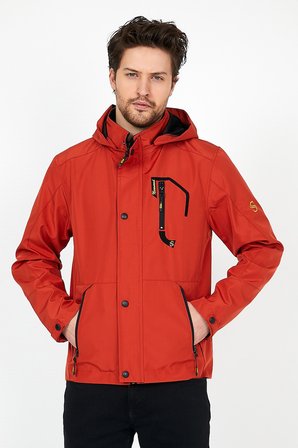 YENİ SEZON ERKEK TURUNCU SOFTSHELL KAPÜŞONLU İÇ CEPLİ SU VE RÜZGAR GEÇİRMEZ MEVSİMLİK&YAZLIK MONT