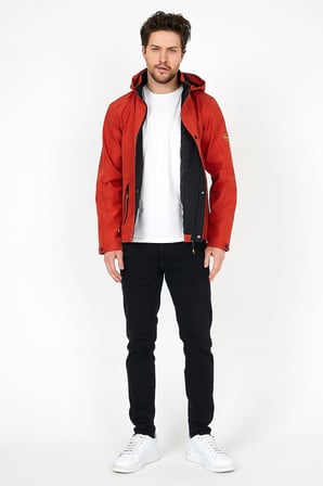 YENİ SEZON ERKEK TURUNCU SOFTSHELL KAPÜŞONLU İÇ CEPLİ SU VE RÜZGAR GEÇİRMEZ MEVSİMLİK&YAZLIK MONT