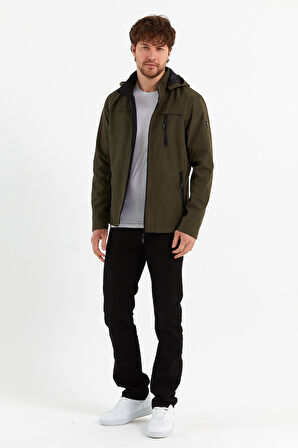 Yeni Sezon Erkek Yeşil Kapüşonlu İç Cepli Su Ve Rüzgar Geçirmez Mevsimlik&Yazlık Mont