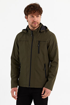 Yeni Sezon Erkek Yeşil Kapüşonlu İç Cepli Su Ve Rüzgar Geçirmez Mevsimlik&Yazlık Mont