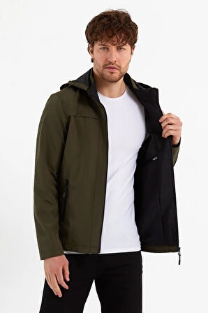 Yeni Sezon Erkek Yeşil Kapüşonlu İç Cepli Su Ve Rüzgar Geçirmez Mevsimlik&Yazlık Mont