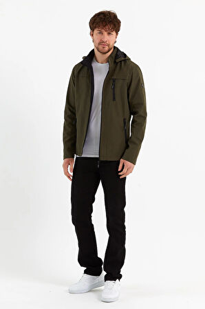 Yeni Sezon Erkek Yeşil Kapüşonlu İç Cepli Su Ve Rüzgar Geçirmez Mevsimlik&Yazlık Mont