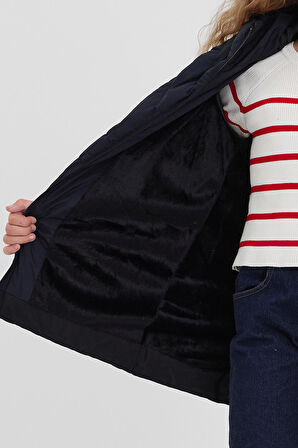 SİVAİST LACİVERT KIZ ÇOCUK SU VE RÜZGAR GEÇİRMEZ İÇİ KALIN KÜRKLÜ YIKANILABİLİR MONT & KABAN