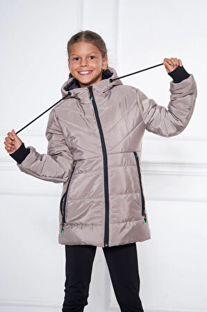 SİVAİST KREM KIZ ÇOCUK SU VE RÜZGAR GEÇİRMEZ İÇİ KALIN KÜRKLÜ YIKANILABİLİR MONT & KABAN