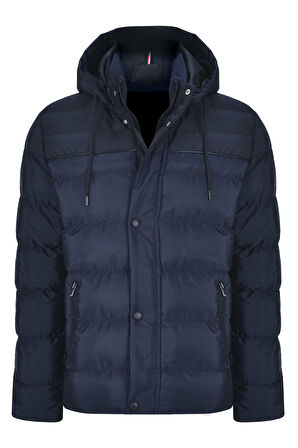 SİVAİST ERKEK KAPÜŞONLU LACİVERT SU VE RÜZGAR GEÇİRMEZ REGULAR ŞİŞME KABAN&MONT