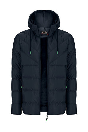 SİVAİST YENİ SEZON ERKEK LACİVERT SU VE RÜZGAR GEÇİRMEZ KAPÜŞONLU KALIN İÇİ KÜRKLÜ ŞİŞME KABAN&MONT