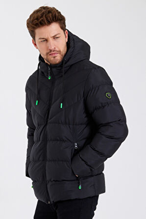 SİVAİST YENİ SEZON ERKEK SİYAH SU VE RÜZGAR GEÇİRMEZ KAPÜŞONLU KALIN İÇİ KÜRKLÜ ŞİŞME KABAN&MONT