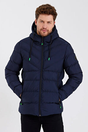 SİVAİST YENİ SEZON ERKEK LACİVERT SU VE RÜZGAR GEÇİRMEZ KAPÜŞONLU KALIN İÇİ KÜRKLÜ ŞİŞME KABAN&MONT