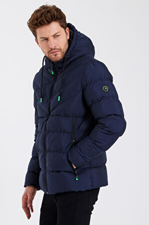 SİVAİST YENİ SEZON ERKEK LACİVERT SU VE RÜZGAR GEÇİRMEZ KAPÜŞONLU KALIN İÇİ KÜRKLÜ ŞİŞME KABAN&MONT