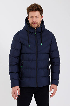 SİVAİST YENİ SEZON ERKEK LACİVERT SU VE RÜZGAR GEÇİRMEZ KAPÜŞONLU KALIN İÇİ KÜRKLÜ ŞİŞME KABAN&MONT