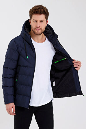 SİVAİST YENİ SEZON ERKEK LACİVERT SU VE RÜZGAR GEÇİRMEZ KAPÜŞONLU KALIN İÇİ KÜRKLÜ ŞİŞME KABAN&MONT