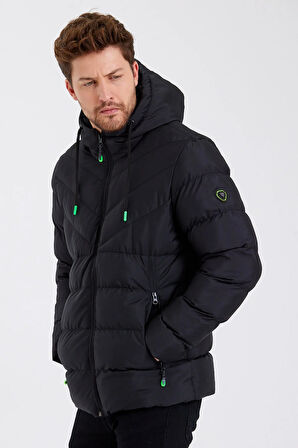 SİVAİST YENİ SEZON ERKEK SİYAH SU VE RÜZGAR GEÇİRMEZ KAPÜŞONLU KALIN İÇİ KÜRKLÜ ŞİŞME KABAN&MONT