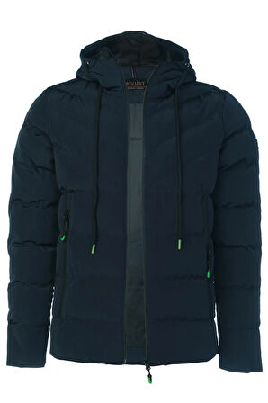SİVAİST ERKEK LACİVERT SU VE RÜZGAR GEÇİRMEZ KAPÜŞONLU KALIN ŞİŞME MİGROGELLİ KABAN & MONT