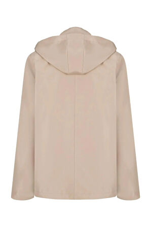 Erkek Krem %100 Su Geçirmez İç Cepli Çıkartılabilir Kapüşonlu Yazlık Mont