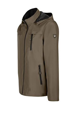Erkek Yeşil %100 Su Geçirmez İç Cepli Çıkartılabilir Kapüşonlu Yazlık Mont