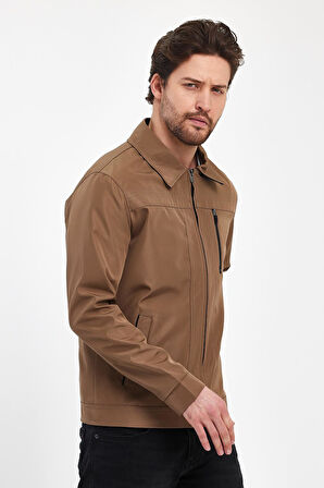 Erkek Kahverengi Hakim Yaka Çok Cepli Su Ve Rüzgar İtici Mevsimlik Mont&Ceket