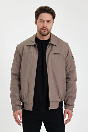 Krem İçi Kalın Kürklü Klasik Yakalı Rüzgar Ve Su Geçirmez Mont&Kaban