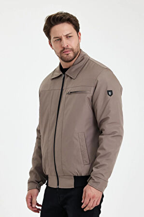 Krem İçi Kalın Kürklü Klasik Yakalı Rüzgar Ve Su Geçirmez Mont&Kaban