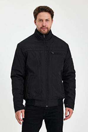 Siyah İçi Kalın Kürklü Hakim Yakalı Rüzgar Ve Su Geçirmez Mont&Kaban