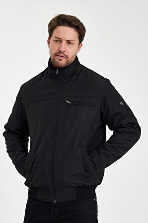 Siyah İçi Kalın Kürklü Hakim Yakalı Rüzgar Ve Su Geçirmez Mont&Kaban