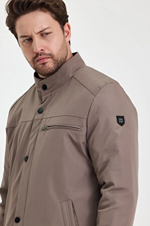 Krem İçi Kalın Kürklü Klasik Rüzgar Ve Su Geçirmez Mont&Kaban