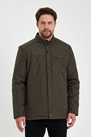 Yeşil İçi Kalın Kürklü Klasik Rüzgar Ve Su Geçirmez Mont&Kaban