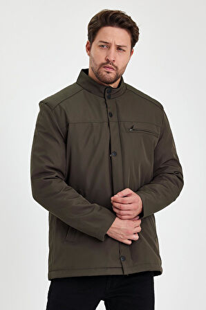 Yeşil İçi Kalın Kürklü Klasik Rüzgar Ve Su Geçirmez Mont&Kaban