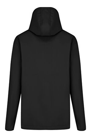 Siyah Erkek %100 Su Geçirmez İçi Polarlı İç Çepli Çıkartılabilir Kapüşonlu Softshell Mont&Kaban 