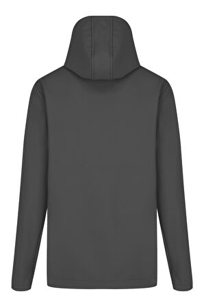 Gri Erkek %100 Su Geçirmez İçi Polarlı İç Çepli Çıkartılabilir Kapüşonlu Softshell Mont&Kaban 