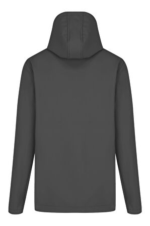 Gri Erkek %100 Su Geçirmez İçi Polarlı İç Çepli Çıkartılabilir Kapüşonlu Softshell Mont&Kaban 