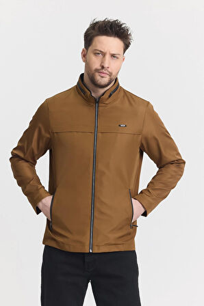 Kahverengi Erkek Pamuk Polyester Karışımlı Su Ve Rüzgar Geçirmez Mevsimlik&Yazlık Mont