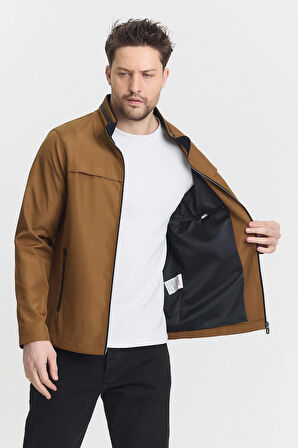 Kahverengi Erkek Pamuk Polyester Karışımlı Su Ve Rüzgar Geçirmez Mevsimlik&Yazlık Mont