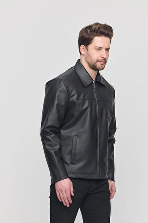 Siyah Erkek Basic Suni Deri Yazlık Ceket&Mont