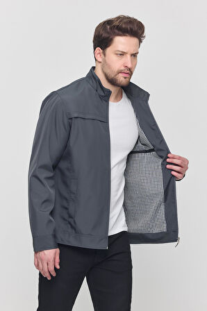 Yeni Sezon Erkek Antrasit İki İç Cepli Su Ve Rüzgar Geçirmez Mevsimlik&Yazlık Mont