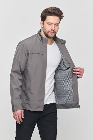 Yeni Sezon Erkek Açık Gri İki İç Cepli Su Ve Rüzgar Geçirmez Mevsimlik&Yazlık Mont