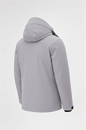 Erkek Gri Outdoor Su Geçirmez Kapüşonlu Kışlık Kaban – Rüzgar ve Yağmura Dayanıklı