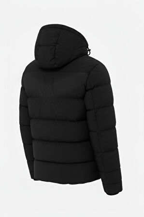 Erkek Siyah Erkek Outdoor Su Geçirmez Kapüşonlu Kışlık Kaban – Rüzgar ve Yağmura Dayanıklı  Mont&Kaban