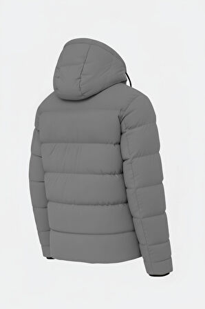 Erkek Gri Erkek Outdoor Su Geçirmez Kapüşonlu Kışlık Kaban – Rüzgar ve Yağmura Dayanıklı  Mont&Kaban
